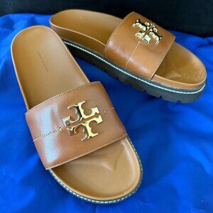 Authentic Tory Burch Britten Anatomic Leather Slide Lug Size 10